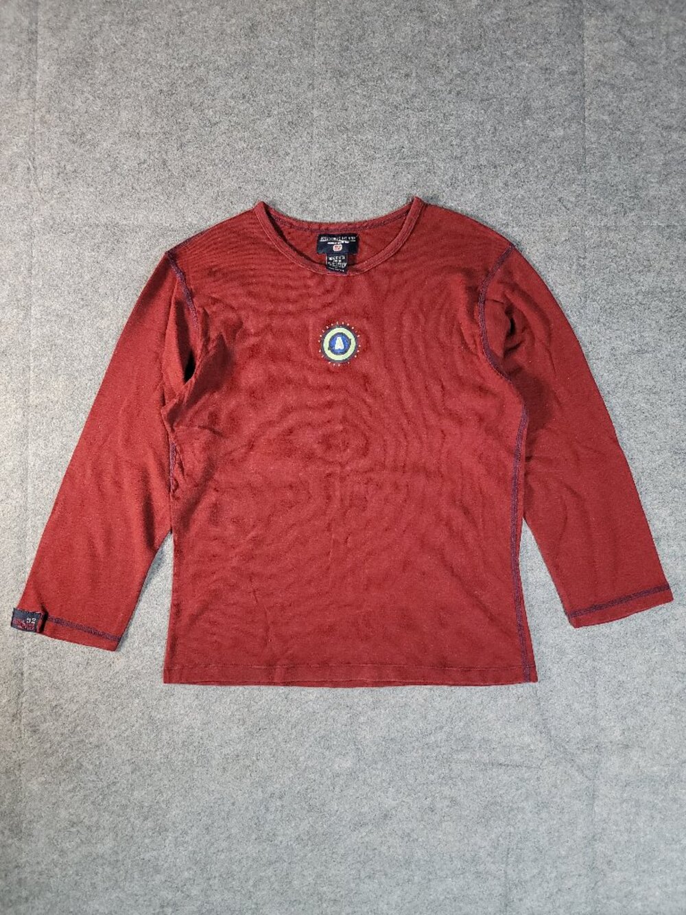 Vintage Y2K Abercrombie & Fitch Red Contrast Stitch 3/4 Sleeve Top Womens Size M